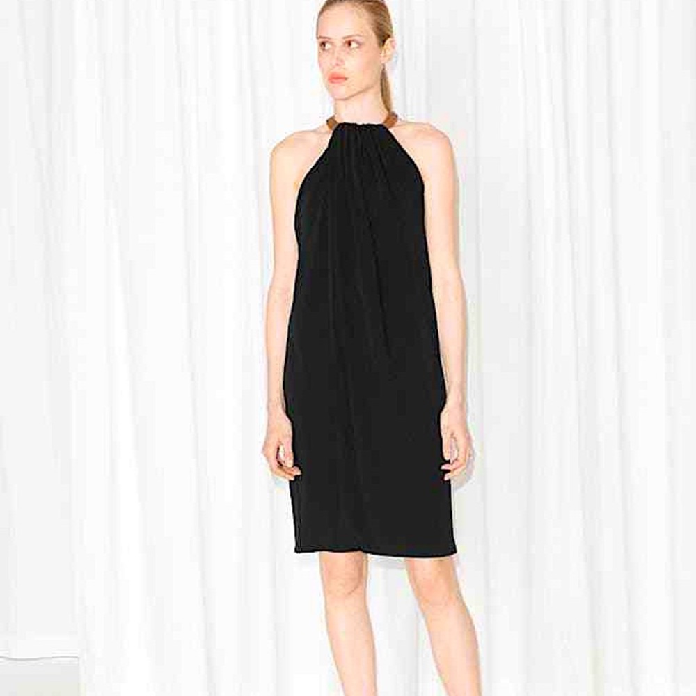 & other stories leather collar halter dress